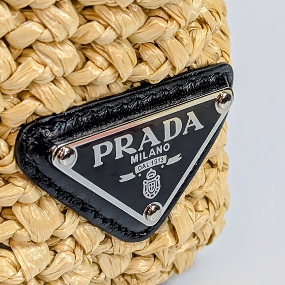 Prada Natural/Beige Small Woven Raffia Tote - Picture 6 of 13